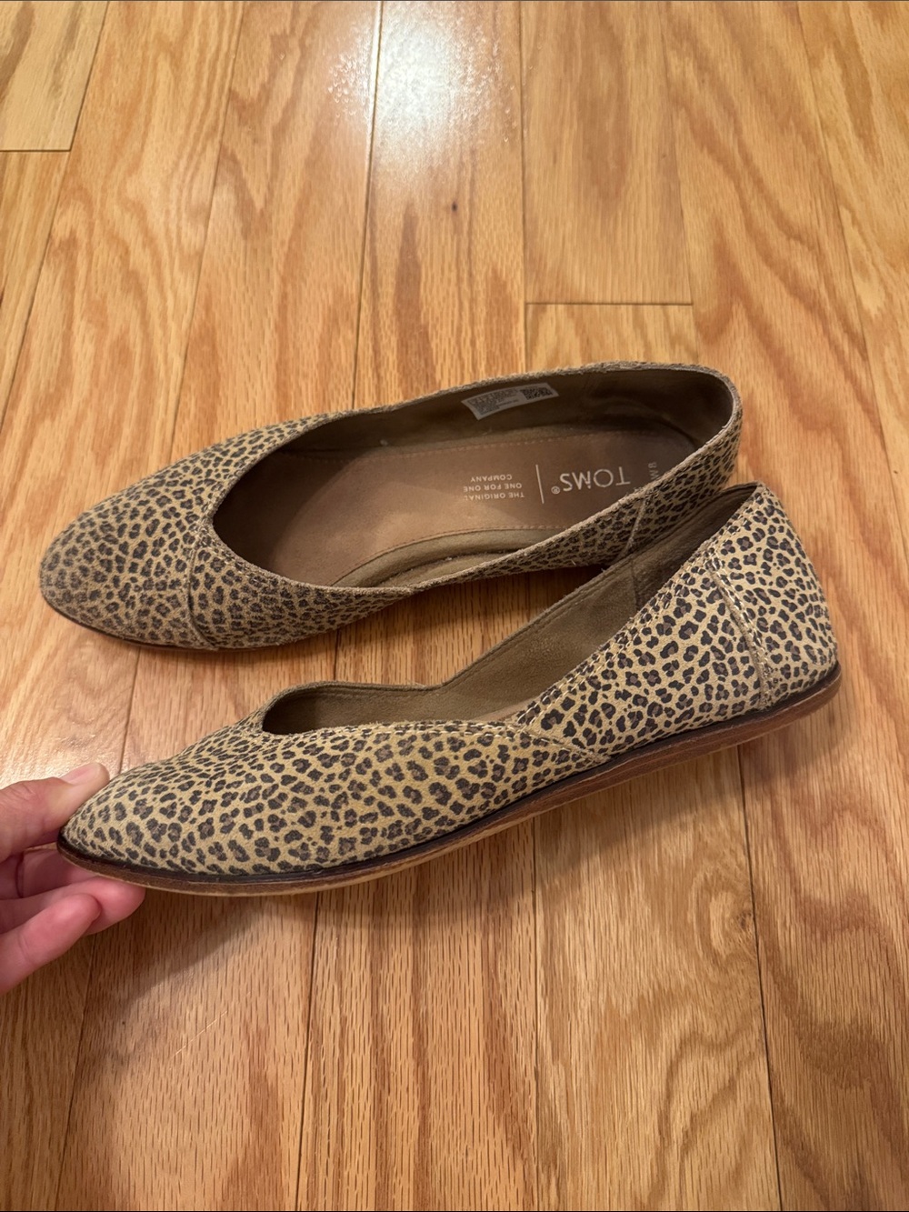 Toms Leopard Print Pointed Toe Ballet Flats - Brown & Black